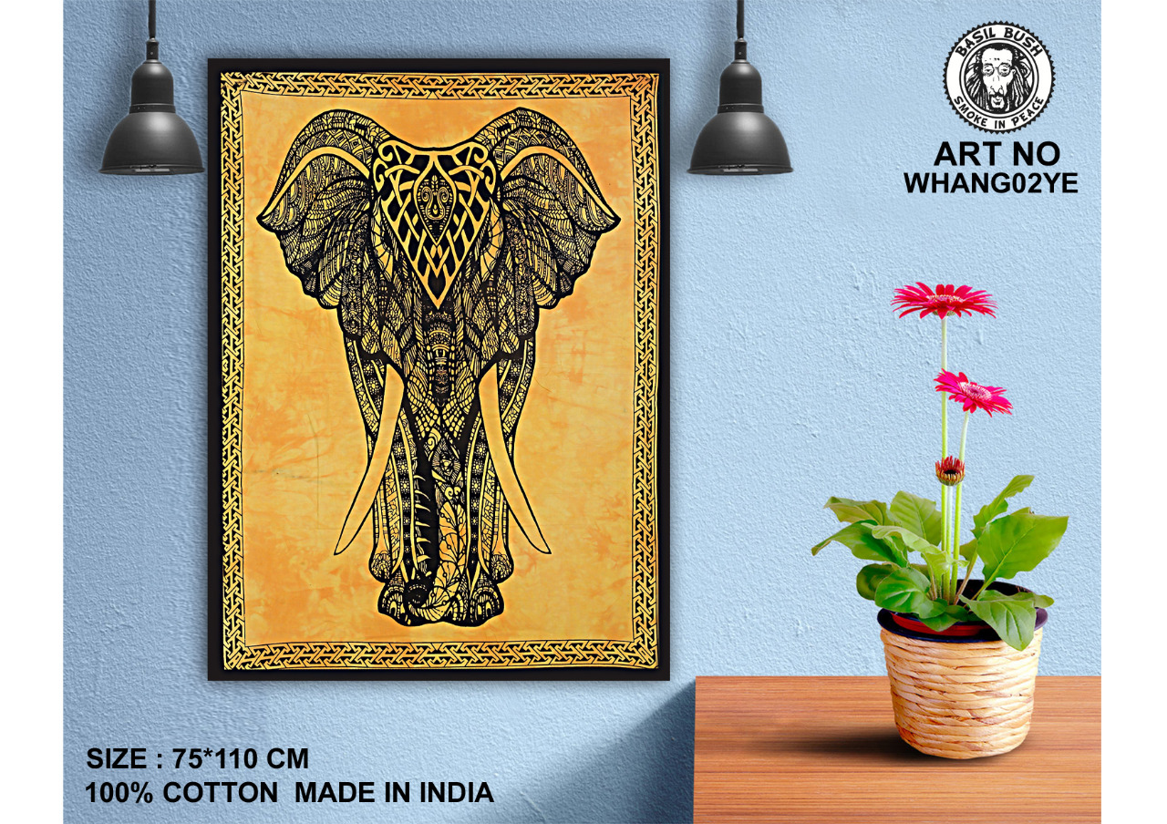 Yellow Wall Hanging Big Elephant Design